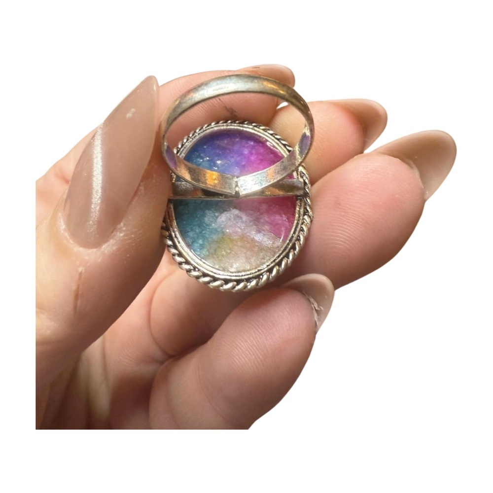 Vibrant Stone Multicolor Oval Ring - Picture 4 of 6